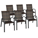 Set of 6 Outdoor PE Wicker Stackable Chairs with Sturdy Steel Frame by LJGDeals