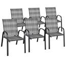 Set of 6 Outdoor PE Wicker Stackable Chairs with Sturdy Steel Frame by LJGDeals