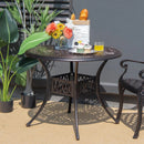 36 Inch Patio Round Dining Bistro Table with Umbrella Hole-Brown by LJGDeals