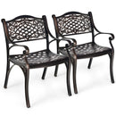2-Piece Outdoor Cast Aluminum Chairs with Armrests and Curved Seats-Copper by LJGDeals
