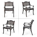 2-Piece Outdoor Cast Aluminum Chairs with Armrests and Curved Seats-Copper by LJGDeals