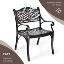2-Piece Outdoor Cast Aluminum Chairs with Armrests and Curved Seats-Copper by LJGDeals