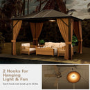 12 x10 Feet Outdoor Hardtop Gazebo with Galvanized Steel Top and Netting-Brown by LJGDeals