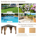 12 x10 Feet Outdoor Hardtop Gazebo with Galvanized Steel Top and Netting-Brown by LJGDeals