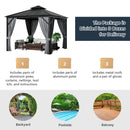 10 x 10 Feet Double-Top Hardtop Gazebo with Galvanized Steel Roof-Gray by LJGDeals