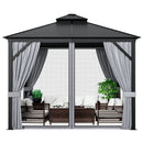 10 x 10 Feet Double-Top Hardtop Gazebo with Galvanized Steel Roof-Gray by LJGDeals