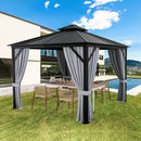 10 x 10 Feet Double-Top Hardtop Gazebo with Galvanized Steel Roof-Gray by LJGDeals