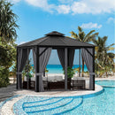 10 x 10 Feet Double-Top Hardtop Gazebo with Galvanized Steel Roof-Gray by LJGDeals