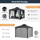10 x 10 Feet Double-Top Hardtop Gazebo with Galvanized Steel Roof-Gray by LJGDeals