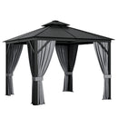 10 x 10 Feet Double-Top Hardtop Gazebo with Galvanized Steel Roof-Gray by LJGDeals