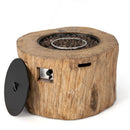 40 Inch Round Propane Gas Fire Pit Table Wood-Like Surface with Laval Rock PVC Cover by LJGDeals