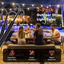 String Light Poles 2 Pack Outdoor Metal Poles with Top Arc Hook and 5-Prong Base by LJGDeals