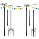 String Light Poles 2 Pack Outdoor Metal Poles with Top Arc Hook and 5-Prong Base by LJGDeals