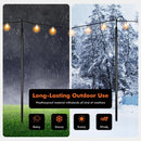 String Light Poles 2 Pack Outdoor Metal Poles with Top Arc Hook and 5-Prong Base by LJGDeals