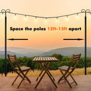 String Light Poles 2 Pack Outdoor Metal Poles with Top Arc Hook and 5-Prong Base by LJGDeals