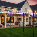 String Light Poles 2 Pack Outdoor Metal Poles with Top Arc Hook and 5-Prong Base by LJGDeals