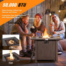 32 Inch 50 000 BTU Square Fire Pit Table with Lid and Lava Rocks-Brown by LJGDeals