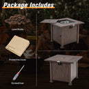 32 Inch 50 000 BTU Square Fire Pit Table with Lid and Lava Rocks-Brown by LJGDeals