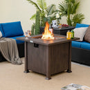 32 Inch 50 000 BTU Square Fire Pit Table with Lid and Lava Rocks-Brown by LJGDeals
