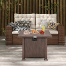 32 Inch 50 000 BTU Square Fire Pit Table with Lid and Lava Rocks-Brown by LJGDeals
