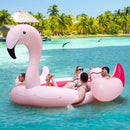 6 People Inflatable Flamingo Floating Island with 6 Cup Holders for Pool and River by LJGDeals