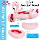6 People Inflatable Flamingo Floating Island with 6 Cup Holders for Pool and River by LJGDeals