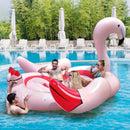 6 People Inflatable Flamingo Floating Island with 6 Cup Holders for Pool and River by LJGDeals