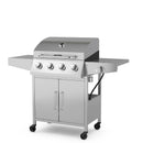 50000BTU 5-Burner Propane Gas Grill with Side Burner and 2 Prep Tables-Silver by LJGDeals