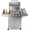 50000BTU 5-Burner Propane Gas Grill with Side Burner and 2 Prep Tables-Silver by LJGDeals
