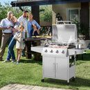 50000BTU 5-Burner Propane Gas Grill with Side Burner and 2 Prep Tables-Silver by LJGDeals