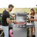 50000BTU 5-Burner Propane Gas Grill with Side Burner and 2 Prep Tables-Silver by LJGDeals