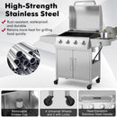 50000BTU 5-Burner Propane Gas Grill with Side Burner and 2 Prep Tables-Silver by LJGDeals