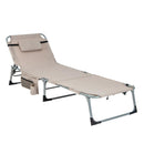 5-position Outdoor Folding Chaise Lounge Chair-Beige by LJGDeals