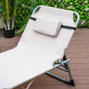 5-position Outdoor Folding Chaise Lounge Chair-Beige by LJGDeals