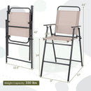 Set of 2 Patio Folding Bar-Height Chairs with Armrests and Quick-Drying Seat-Beige by LJGDeals