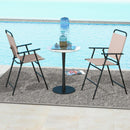 Set of 2 Patio Folding Bar-Height Chairs with Armrests and Quick-Drying Seat-Beige by LJGDeals