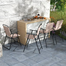 Set of 2 Patio Folding Bar-Height Chairs with Armrests and Quick-Drying Seat-Beige by LJGDeals