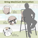Set of 2 Patio Folding Bar-Height Chairs with Armrests and Quick-Drying Seat-Beige by LJGDeals