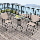 3 Pieces Outdoor Bistro Set with 2 Folding Chairs-Beige by LJGDeals