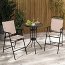 3 Pieces Outdoor Bistro Set with 2 Folding Chairs-Beige by LJGDeals