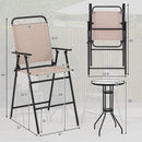 3 Pieces Outdoor Bistro Set with 2 Folding Chairs-Beige by LJGDeals