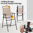 3 Pieces Outdoor Bistro Set with 2 Folding Chairs-Beige by LJGDeals