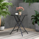 23 Inch Round Bistro Table with Tempered Glass Tabletop by LJGDeals