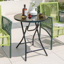 23 Inch Round Bistro Table with Tempered Glass Tabletop by LJGDeals