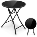 23 Inch Round Bistro Table with Tempered Glass Tabletop by LJGDeals