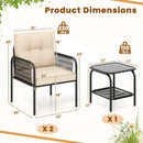 3 Pieces Patio Bistro PE Outdoor Wicker Rattan Furniture Conversation Set-Beige by LJGDeals