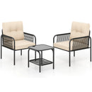 3 Pieces Patio Bistro PE Outdoor Wicker Rattan Furniture Conversation Set-Beige by LJGDeals