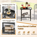 3 Pieces Patio Bistro PE Outdoor Wicker Rattan Furniture Conversation Set-Beige by LJGDeals