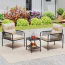 3 Pieces Patio Bistro PE Outdoor Wicker Rattan Furniture Conversation Set-Beige by LJGDeals