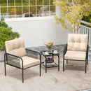 3 Pieces Patio Bistro PE Outdoor Wicker Rattan Furniture Conversation Set-Beige by LJGDeals